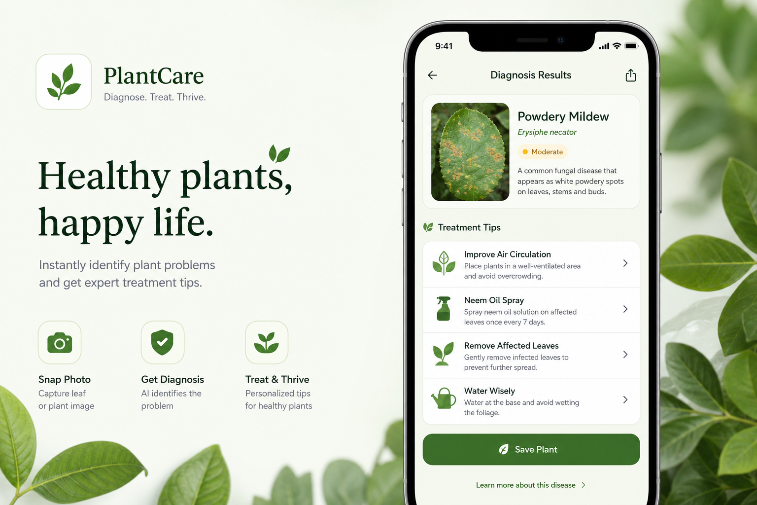 Plant Disease Identifier — AI diagnosis with treatment recommendations